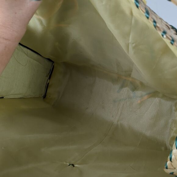 Vintage Large Woven Straw Raffia Bag Tote 1960s MCM Beach Floral - Picture 9 of 16